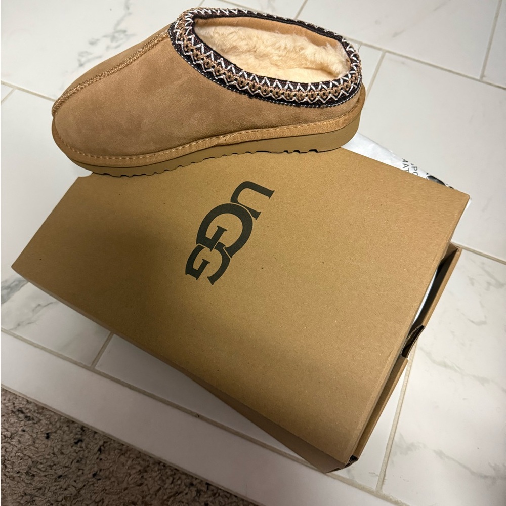 UGG Chestnut Suede Shearling Mule